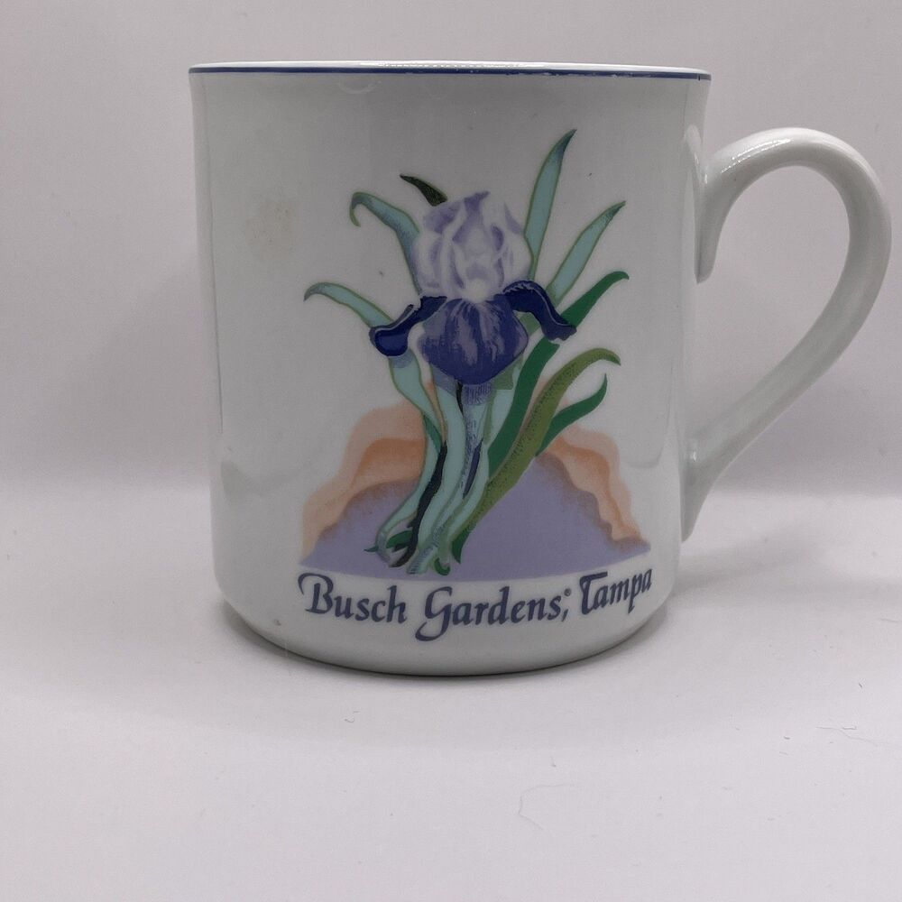 Vintage Busch Gardens Tampa Florida Ceramic Coffee Mug Cup Floral Theme Schmidt